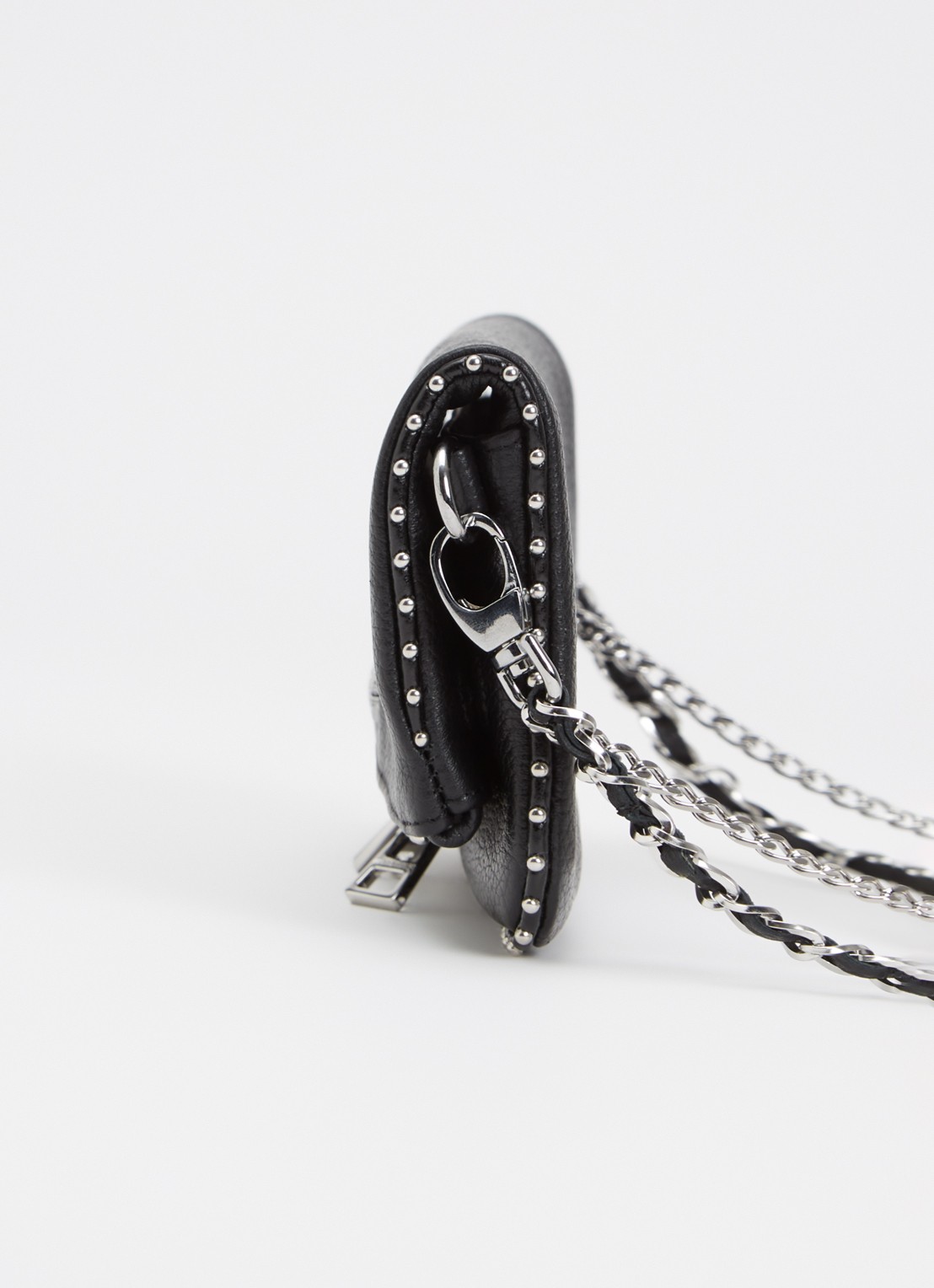 Zadig&Voltaire Rock Nano Grained clutch van leer met studs - detail 2 zwart