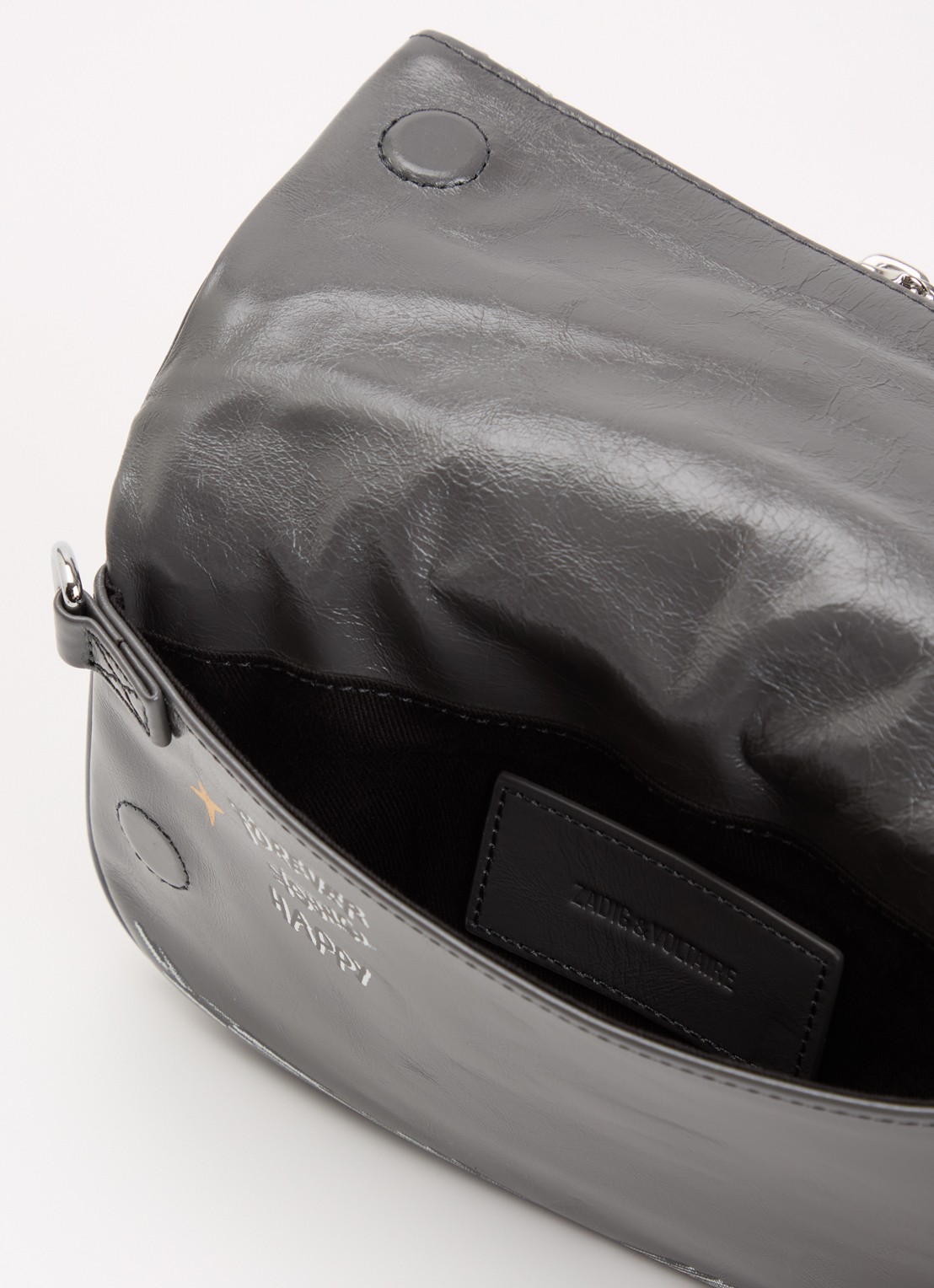 Zadig&Voltaire Rock Nano Humberto clutch van leer  - detail 2 donkergrijs