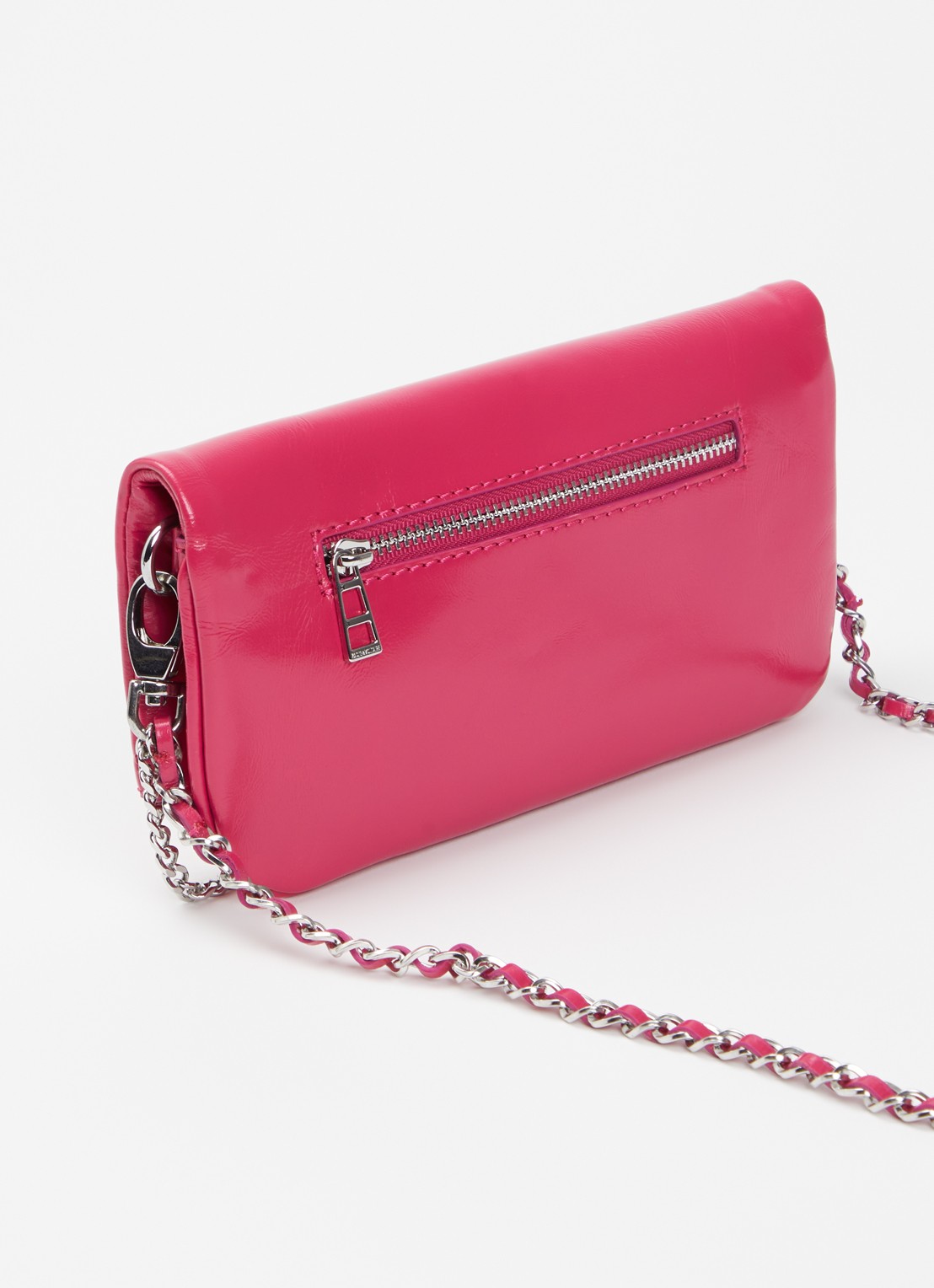 Zadig&Voltaire Rock Nano Vintage Metal clutch van leer  - achterkant 4 roze