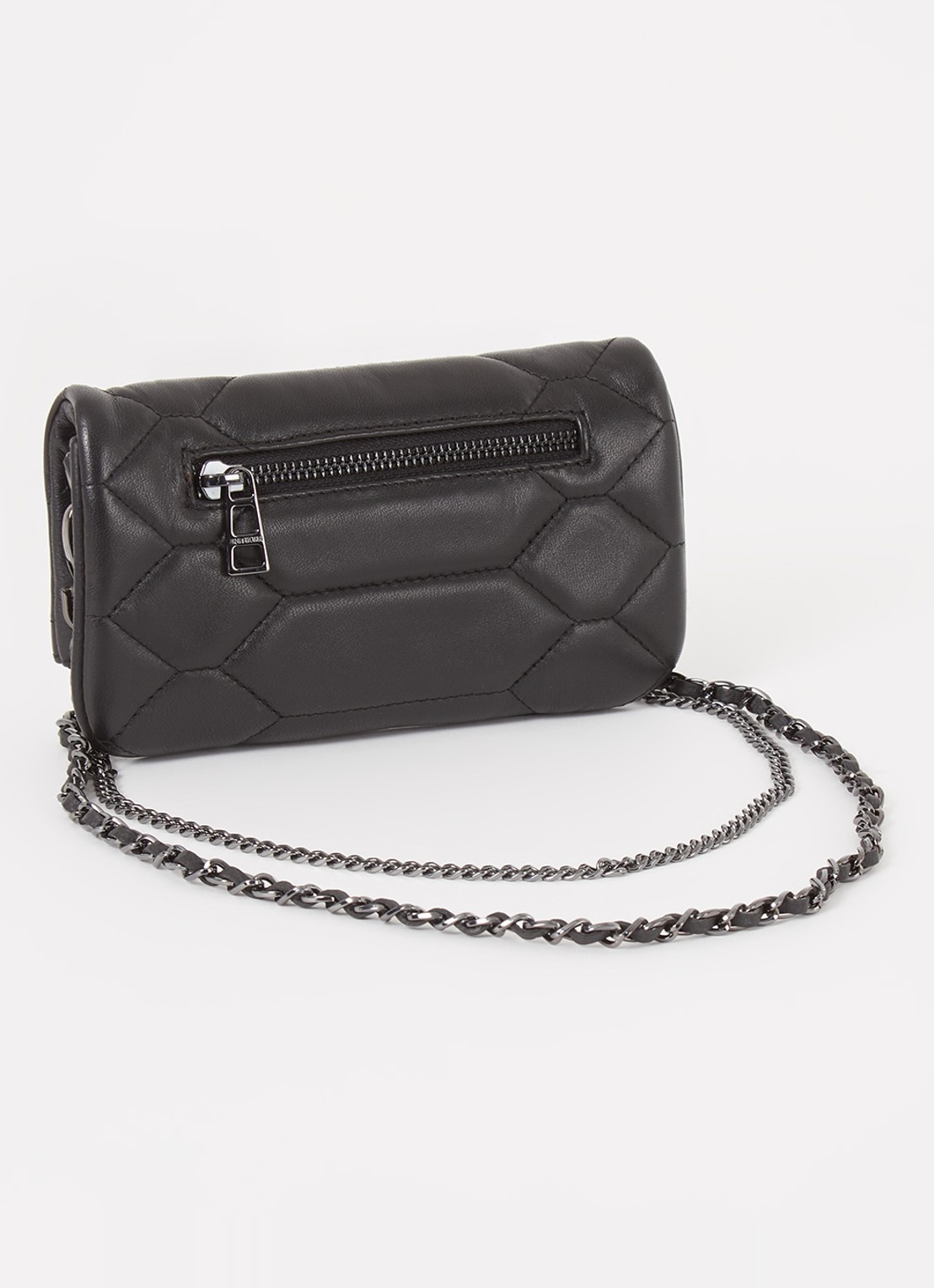 Zadig&Voltaire Rock Nano XL clutch van quilted lamsleer - achterkant 4 zwart