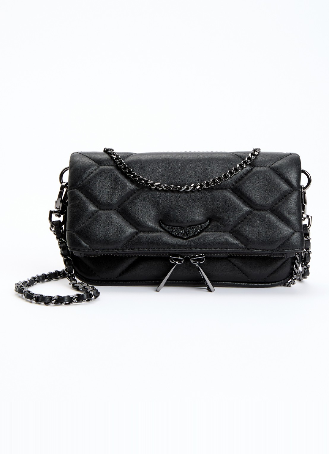 Zadig&Voltaire Rock Nano XL schoudertas van leer - voorkant zwart
