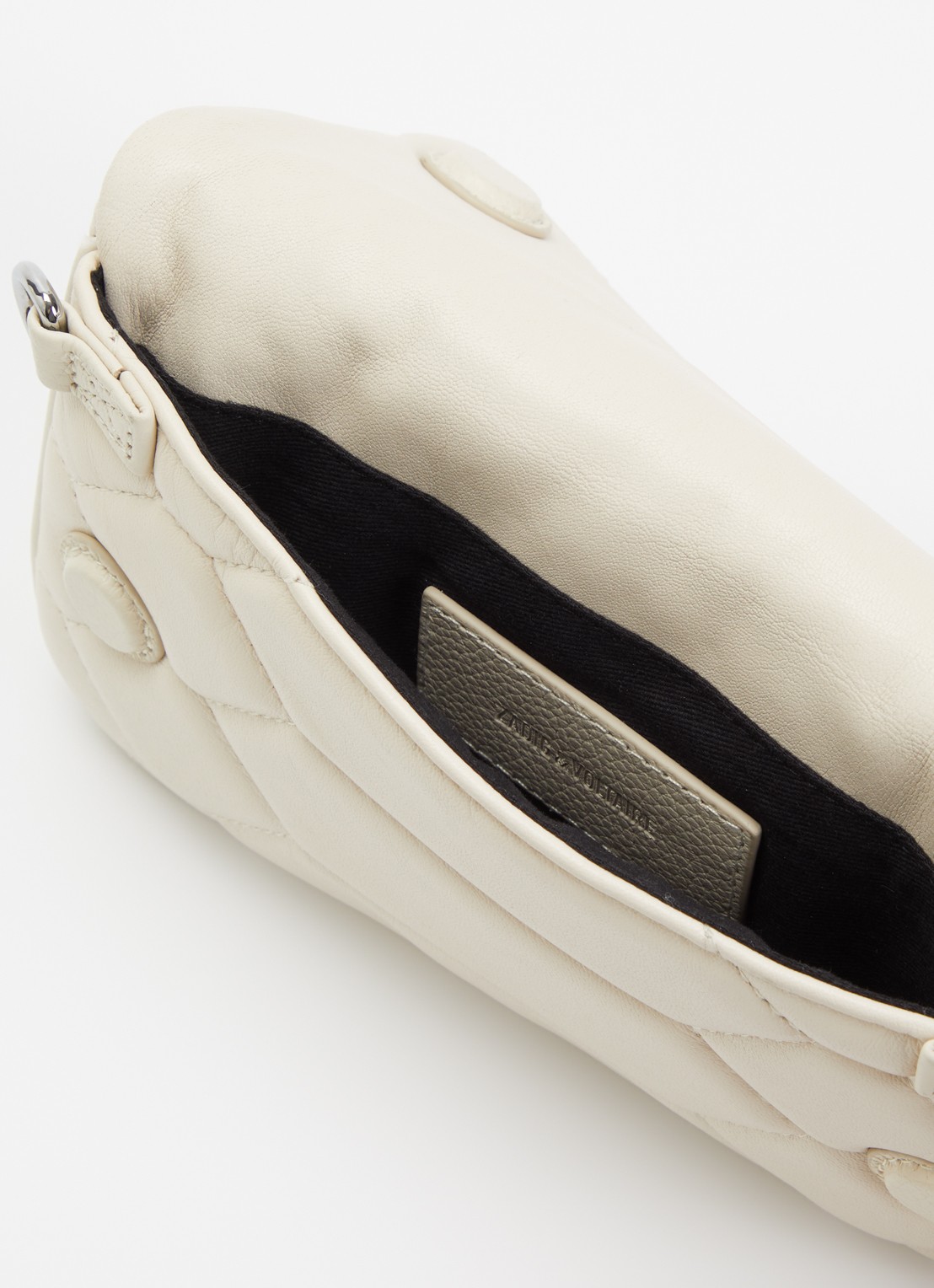 Zadig&Voltaire Rock Nano XL schoudertas van leer - detail creme
