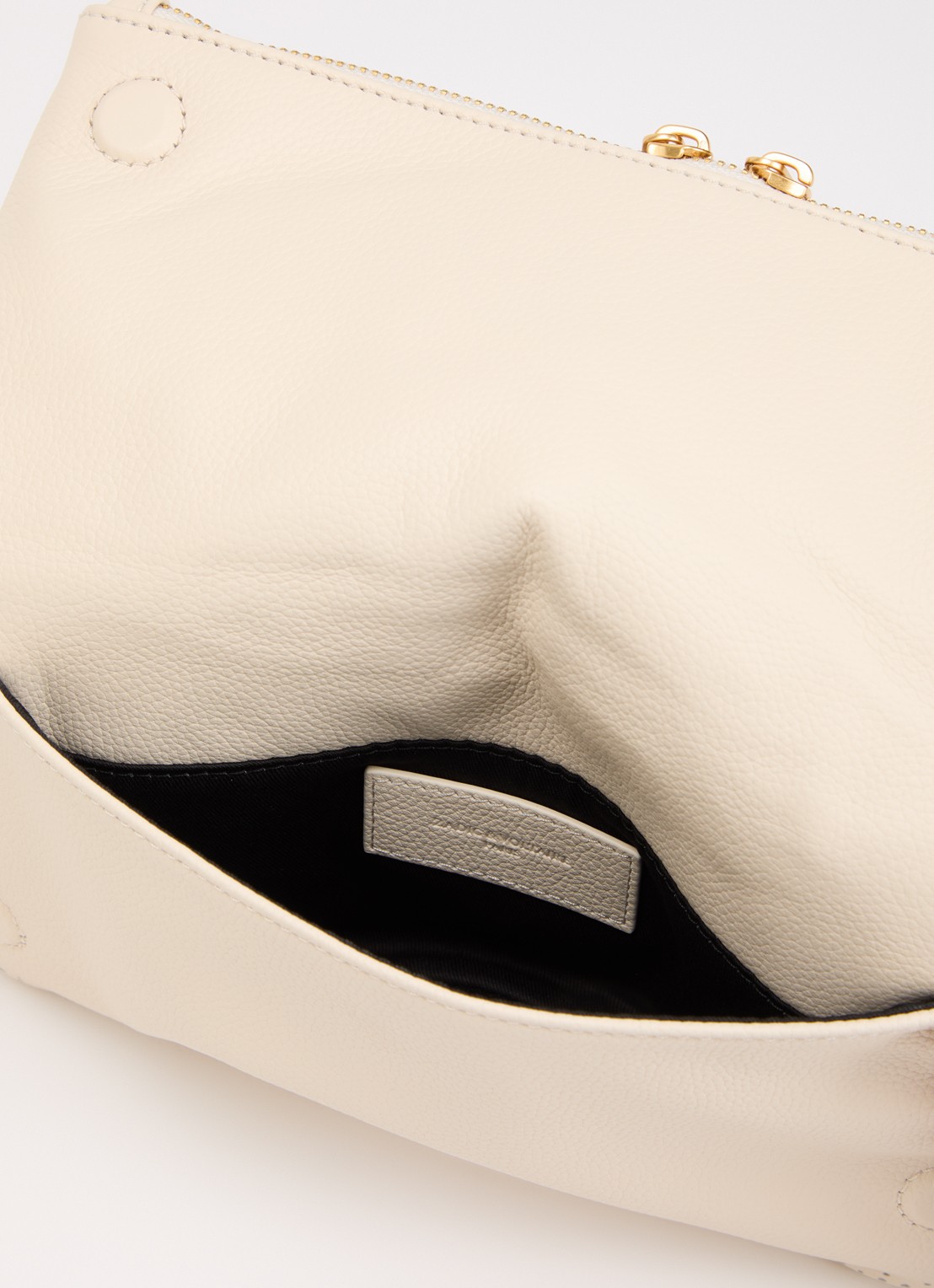 Zadig&Voltaire Rock Perforated clutch van leer met afneembare schouderriem - detail 2 creme