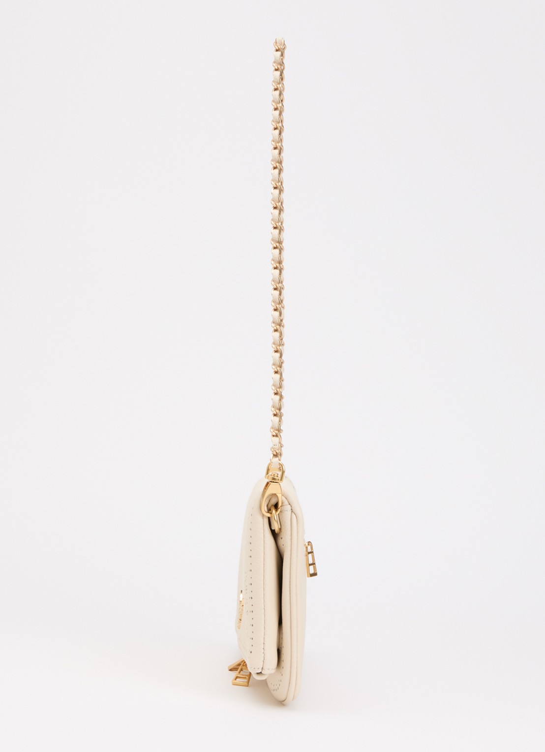 Zadig&Voltaire Rock Perforated clutch van leer met afneembare schouderriem - detail 3 creme