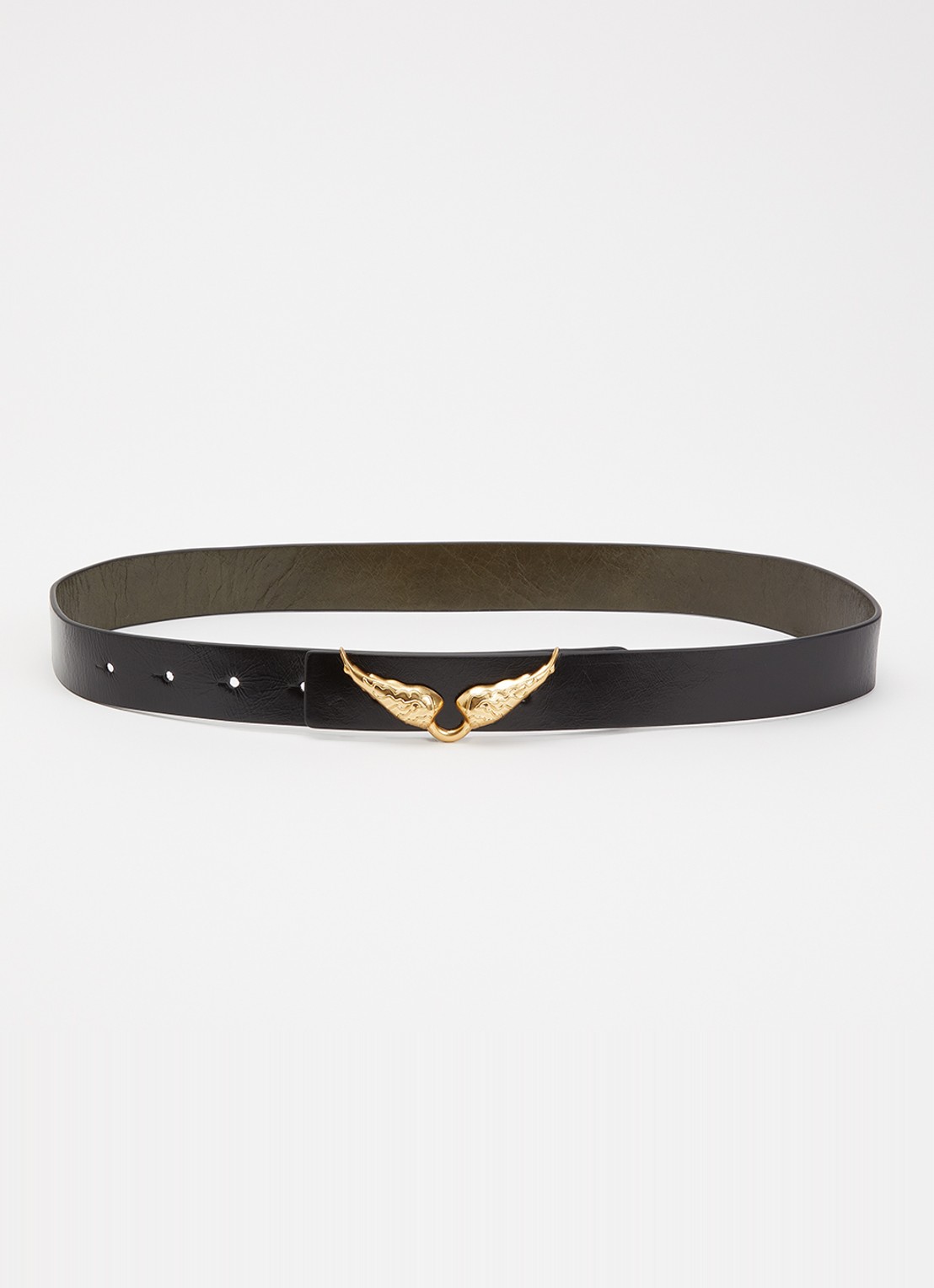 Zadig&Voltaire Rock Reversible riem van leer met logo - voorkant zwart