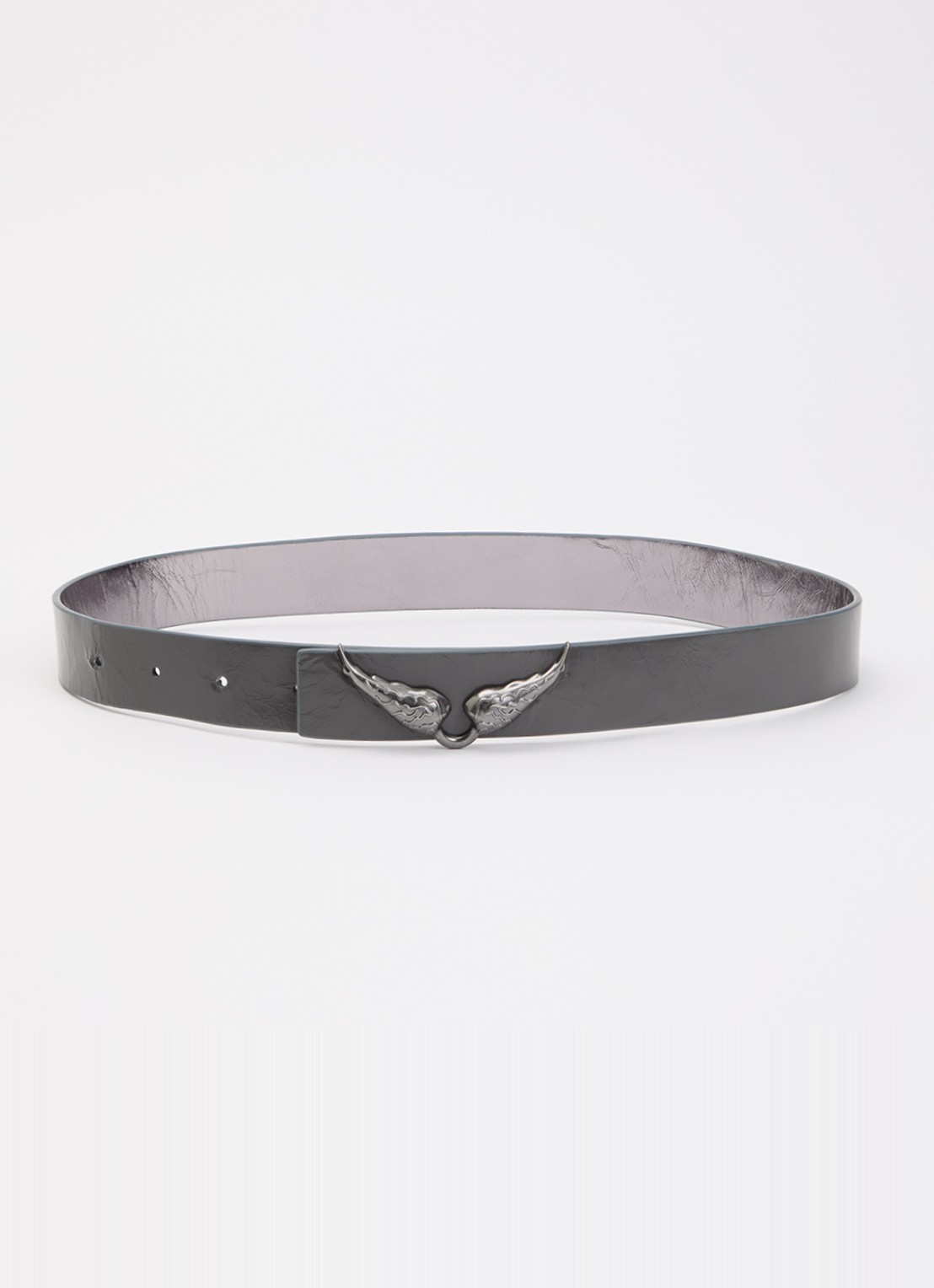 Zadig&Voltaire Rock Reversible riem van leer met logo - voorkant grijs