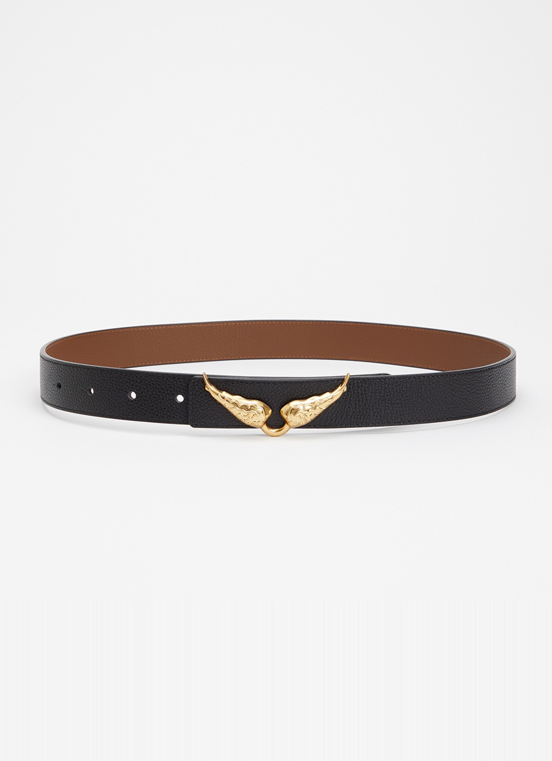 Zadig&Voltaire Rock reversible riem van leer - voorkant cognac