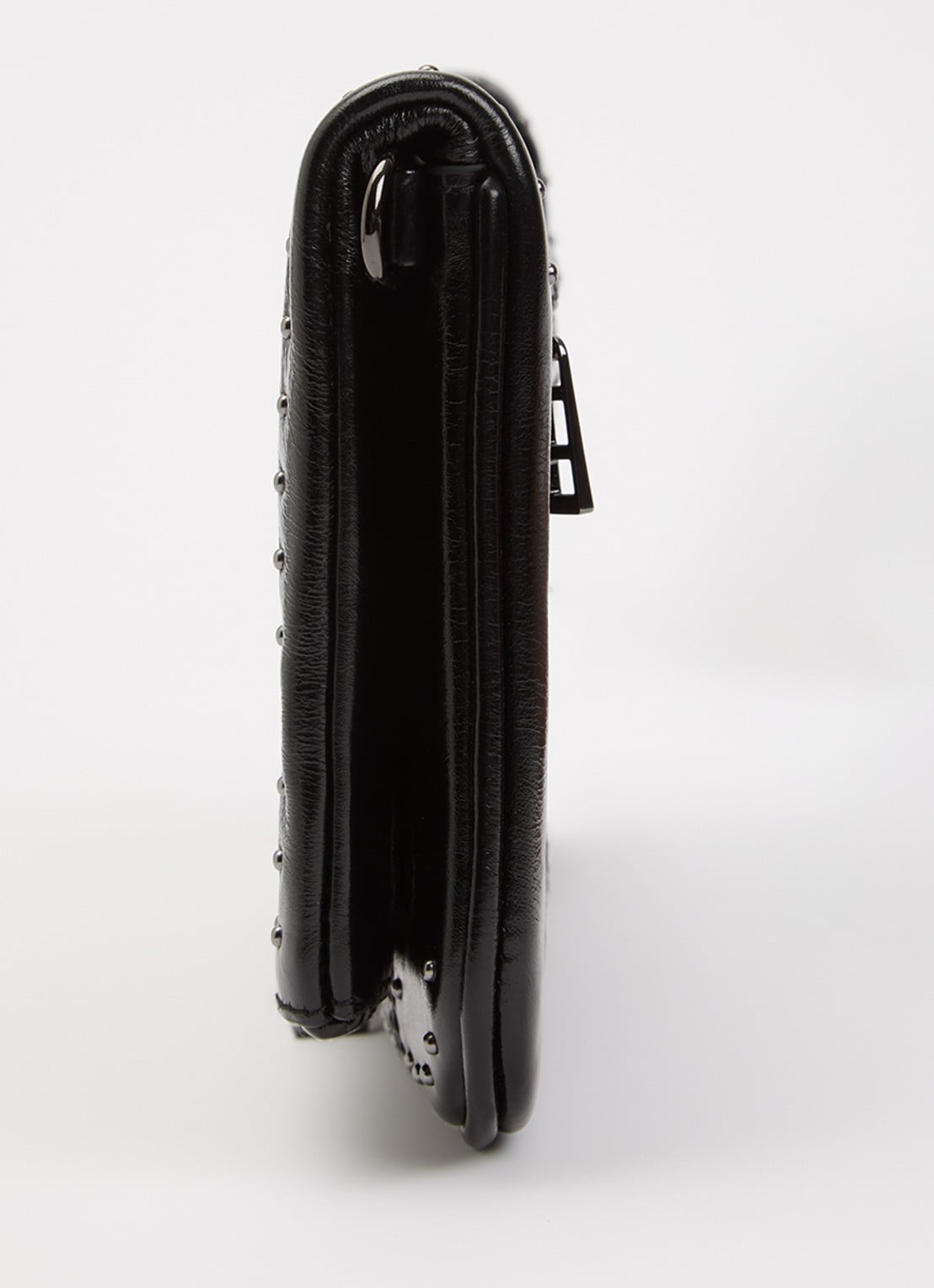 Zadig&Voltaire Rock vintage clutch van leer met metallic finish en studs - detail 3 zwart