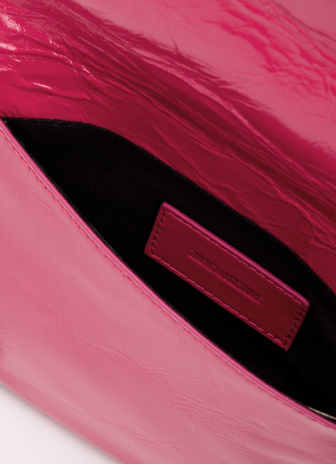 Zadig&Voltaire Rock Vintage Patent clutch van leer met afneembare schouderriem - detail 2 roze