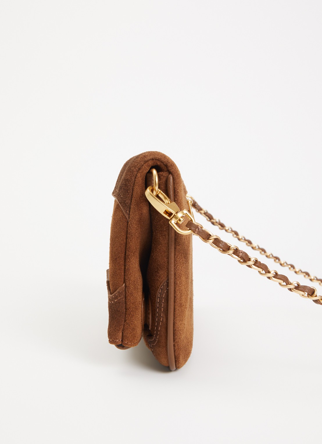 Zadig&Voltaire Rock Western clutch van suède - detail 3 cognac