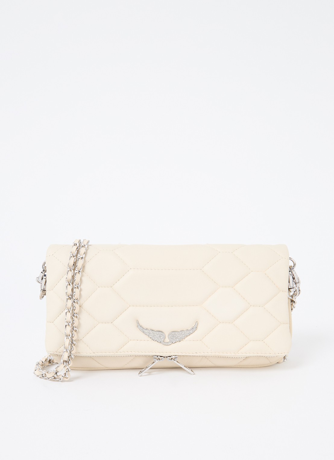 Zadig&Voltaire Rock XL schoudertas van leer - voorkant creme