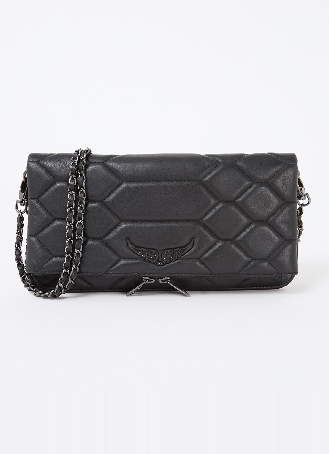 Zadig&Voltaire Rock XL schoudertas van leer - voorkant 4 zwart