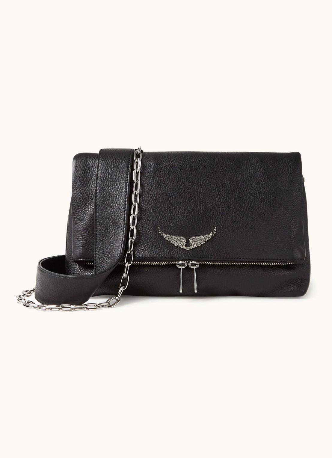 Zadig&Voltaire Rocky clutch van leer - voorkant zwart