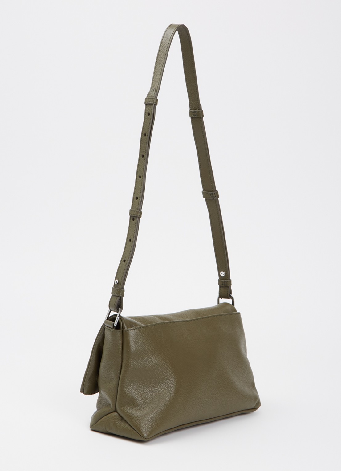 Zadig&Voltaire Rocky II schoudertas van leer met logo - achterkant bronsgroen