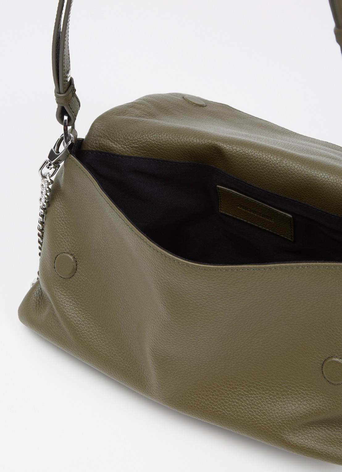 Zadig&Voltaire Rocky II schoudertas van leer met logo - detail 5 bronsgroen