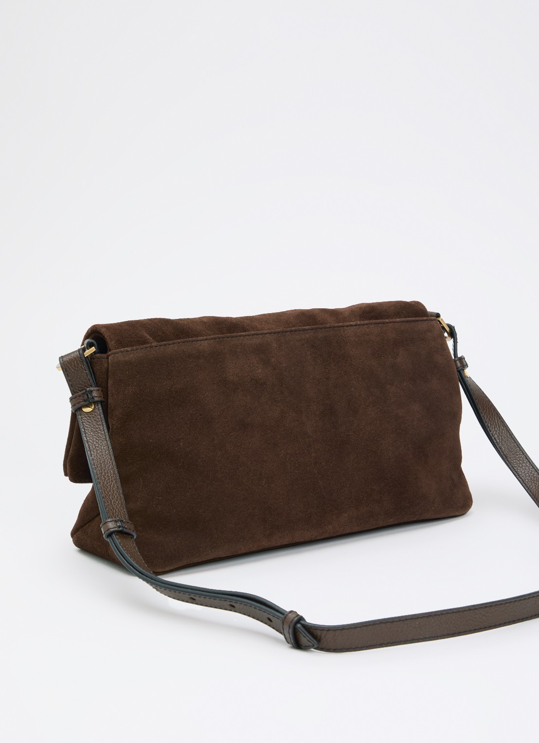 Zadig&Voltaire Rocky II schoudertas van suède met verstelbare schouderriem - achterkant bruin