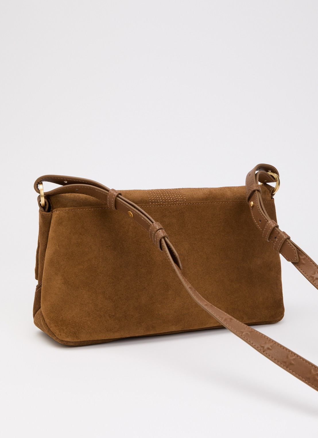 Zadig&Voltaire Rocky II Wester crossbodytas van suède met afneembare schouderriem - achterkant 4 cognac