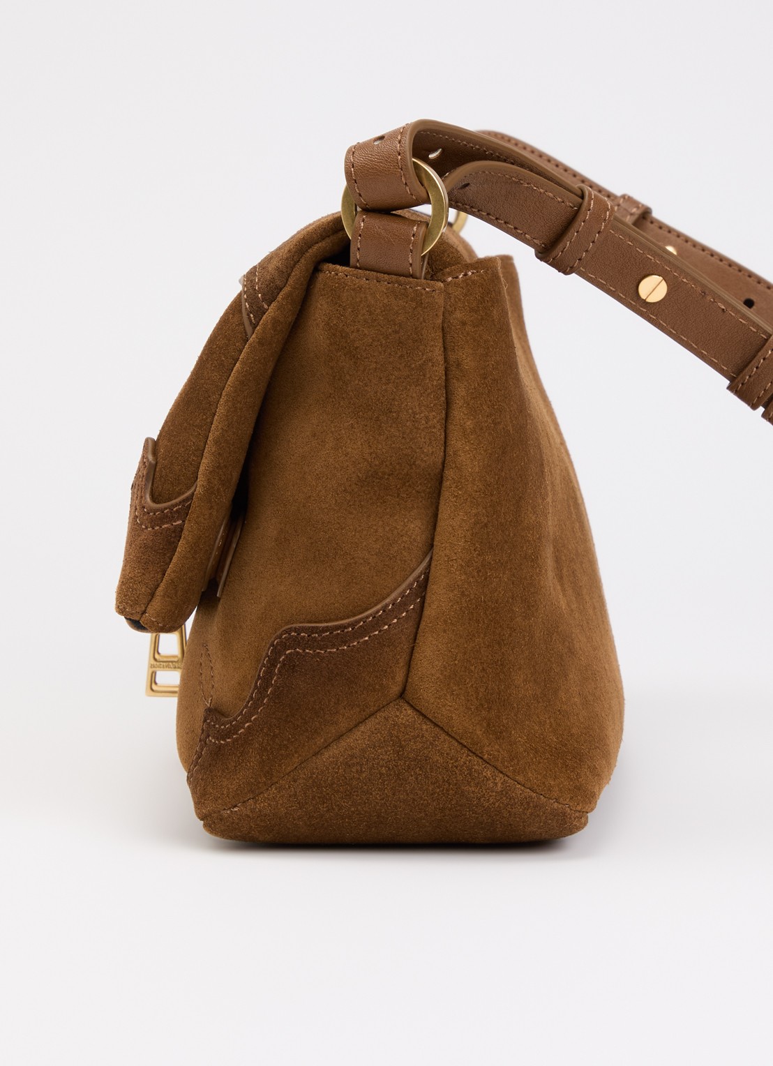 Zadig&Voltaire Rocky II Wester crossbodytas van suède met afneembare schouderriem - detail 2 cognac