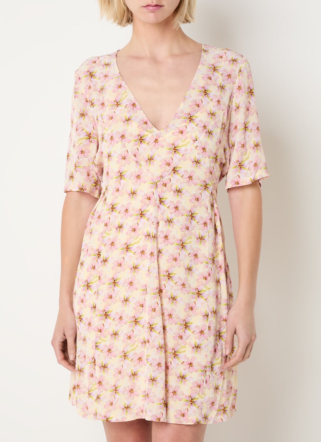 Zadig&Voltaire Rodalas smooth mini tuniekjurk met bloemenprint - detail 2 roze