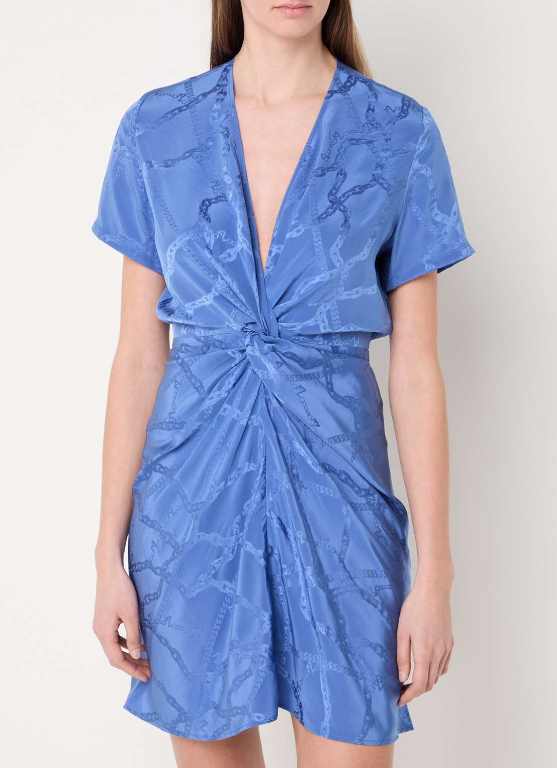 Zadig&Voltaire Rozom mini tuniekjurk van zijde met print  - detail middenblauw