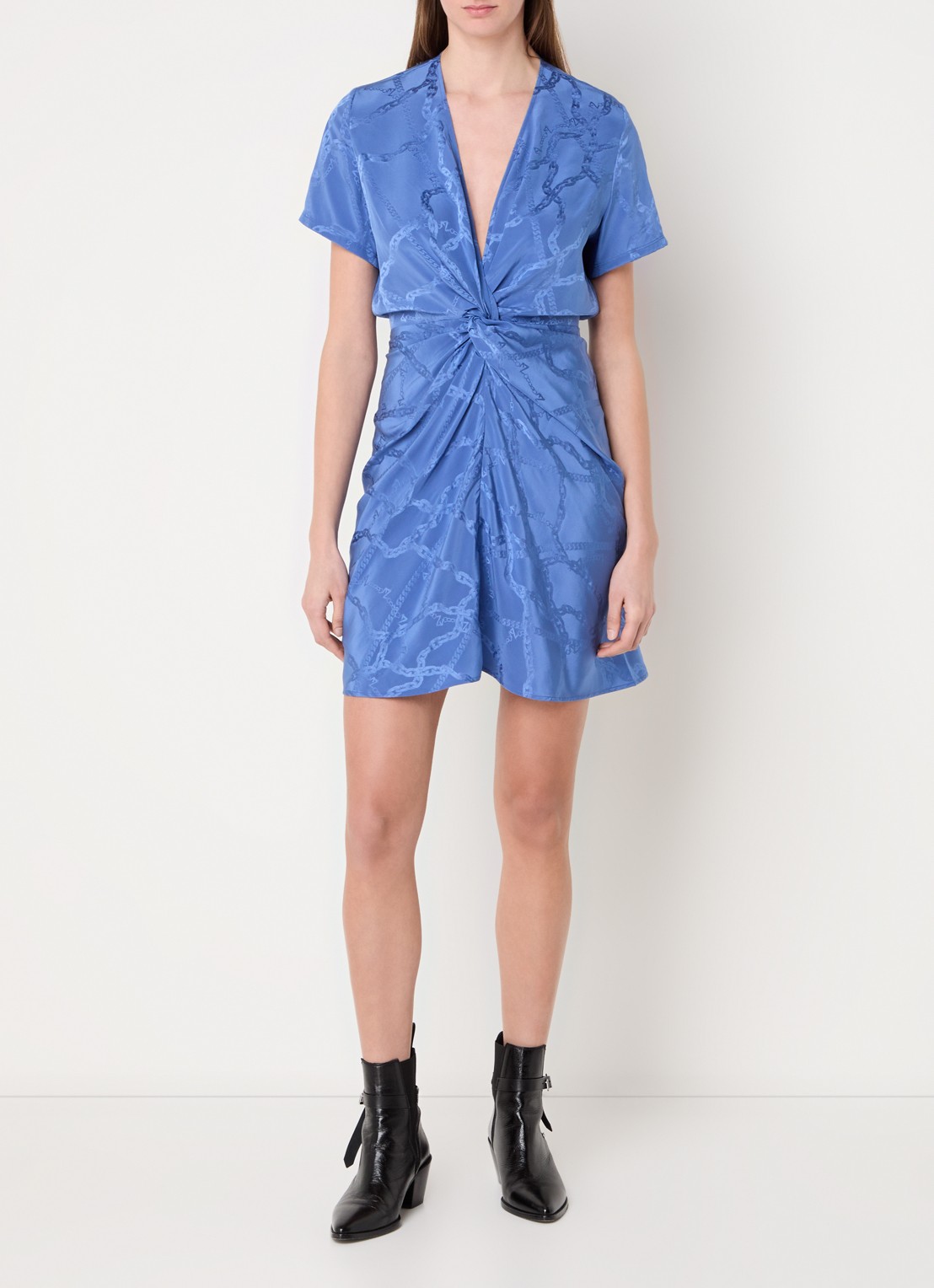 Zadig&Voltaire Rozom mini tuniekjurk van zijde met print  - voorkant 4 middenblauw