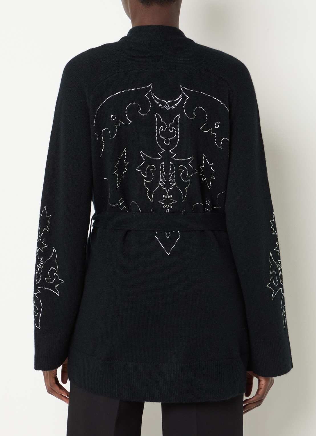 Zadig&Voltaire Salomy fijngebreid vest van kasjmier met strass - achterkant zwart