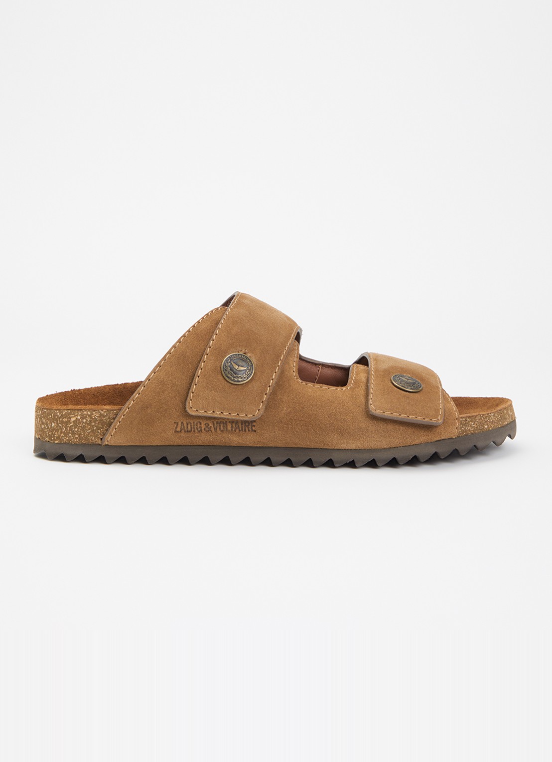 Zadig&Voltaire Santa Fe sandaal van suède - voorkant 5 cognac