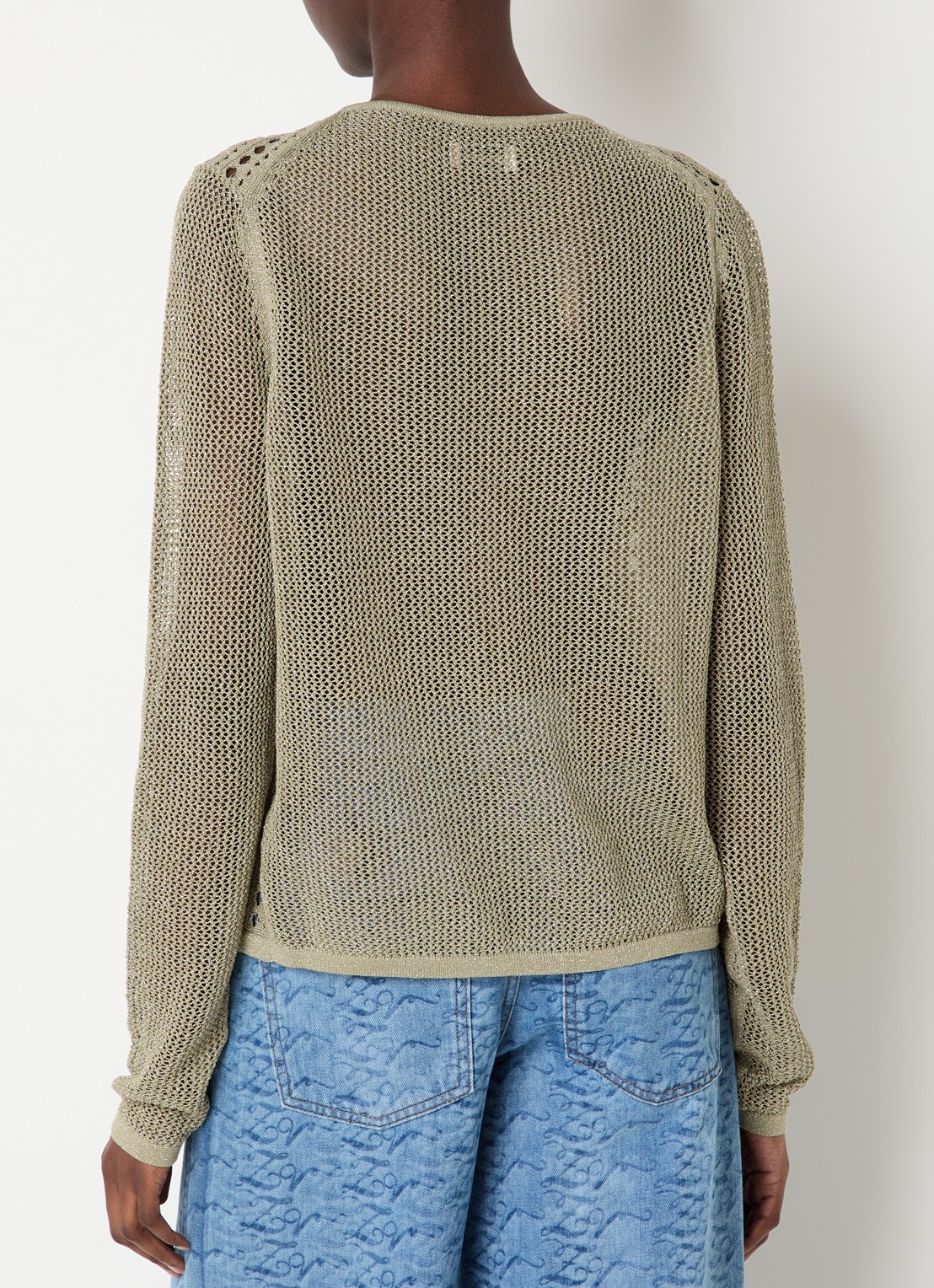 Zadig&Voltaire Saya vest met lurex en opengewerkt dessin - achterkant mosgroen