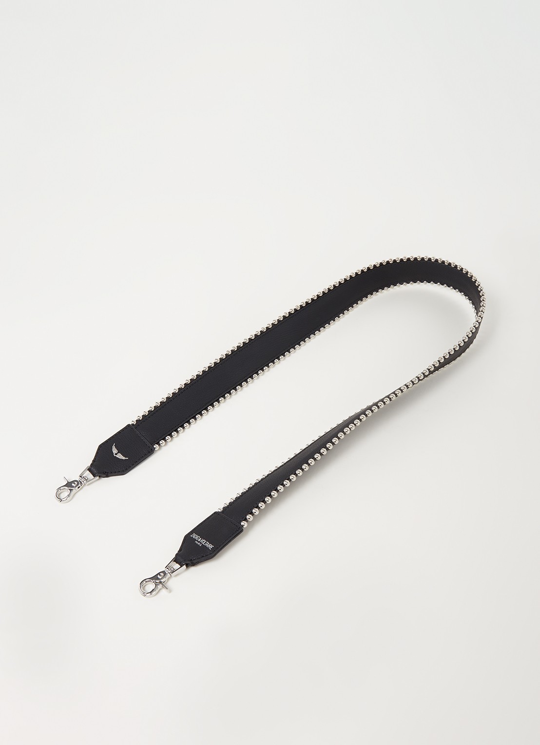 Zadig&Voltaire Schouderriem van leer met studs - voorkant zwart