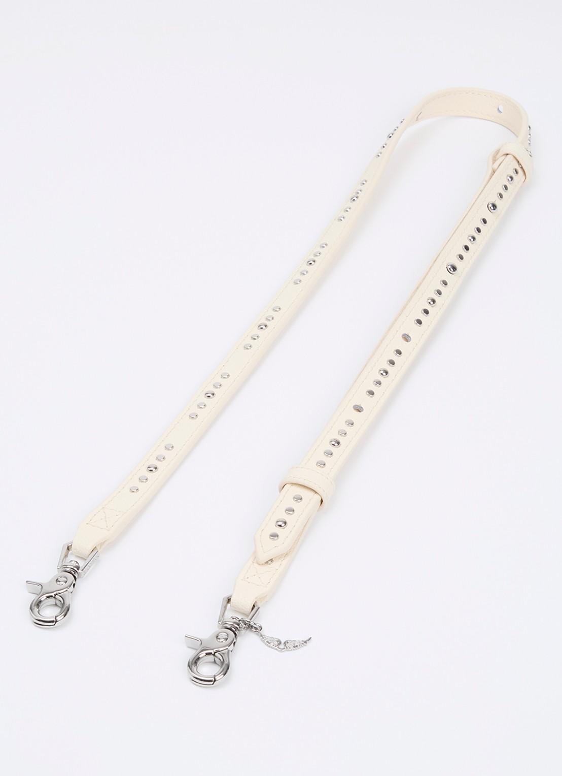 Zadig&Voltaire Schouderriem van leer met studs - voorkant creme