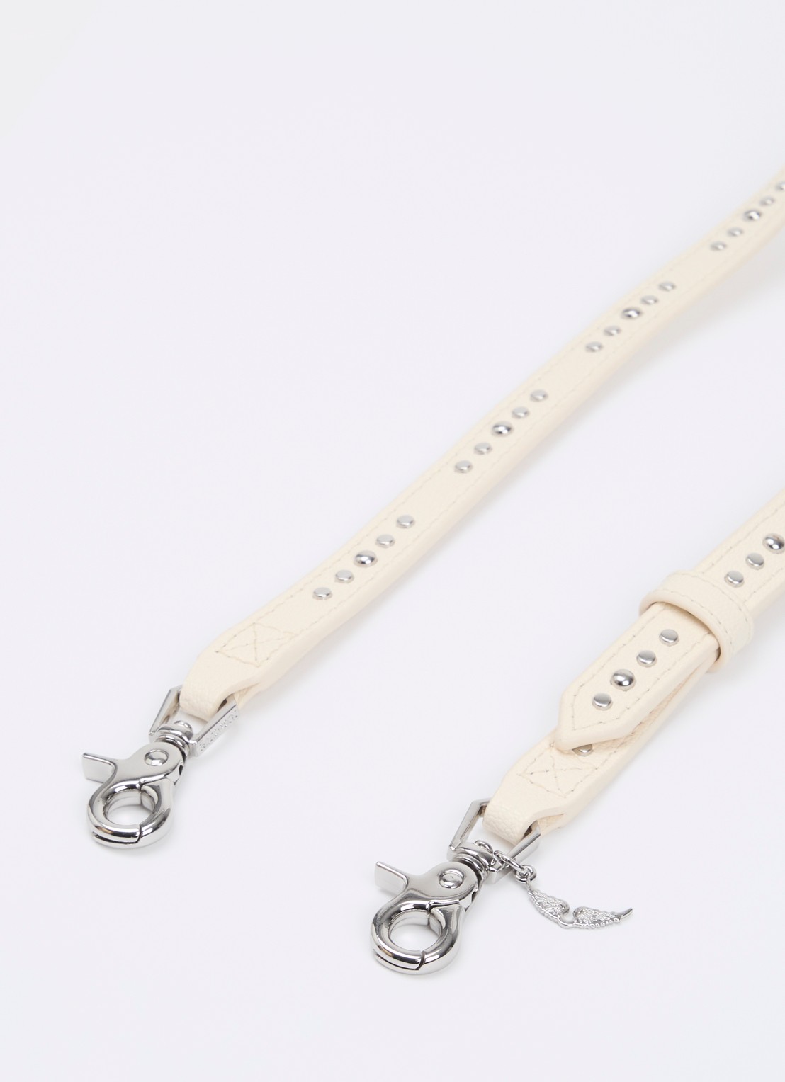 Zadig&Voltaire Schouderriem van leer met studs - voorkant 2 creme