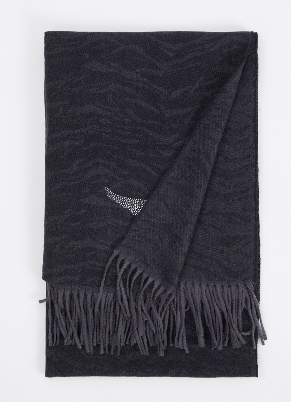 Zadig&Voltaire Sjaal met tijgerprint en pailletten 65 x 185 cm - voorkant 3 zwart