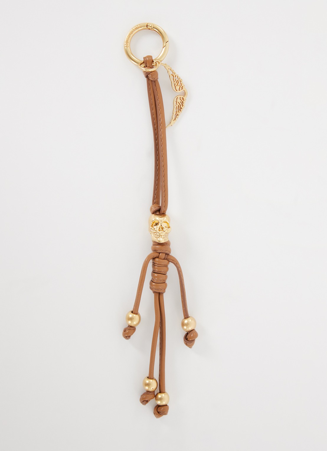Zadig&Voltaire Skull sleutelhanger van lamsleer - voorkant camel