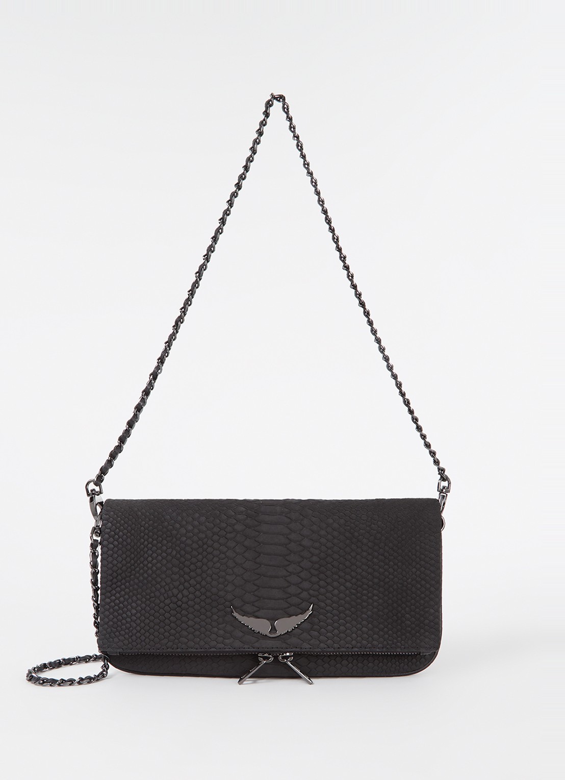 Zadig&Voltaire Soft Savage Rock clutch van kalfsleer - voorkant 2 zwart