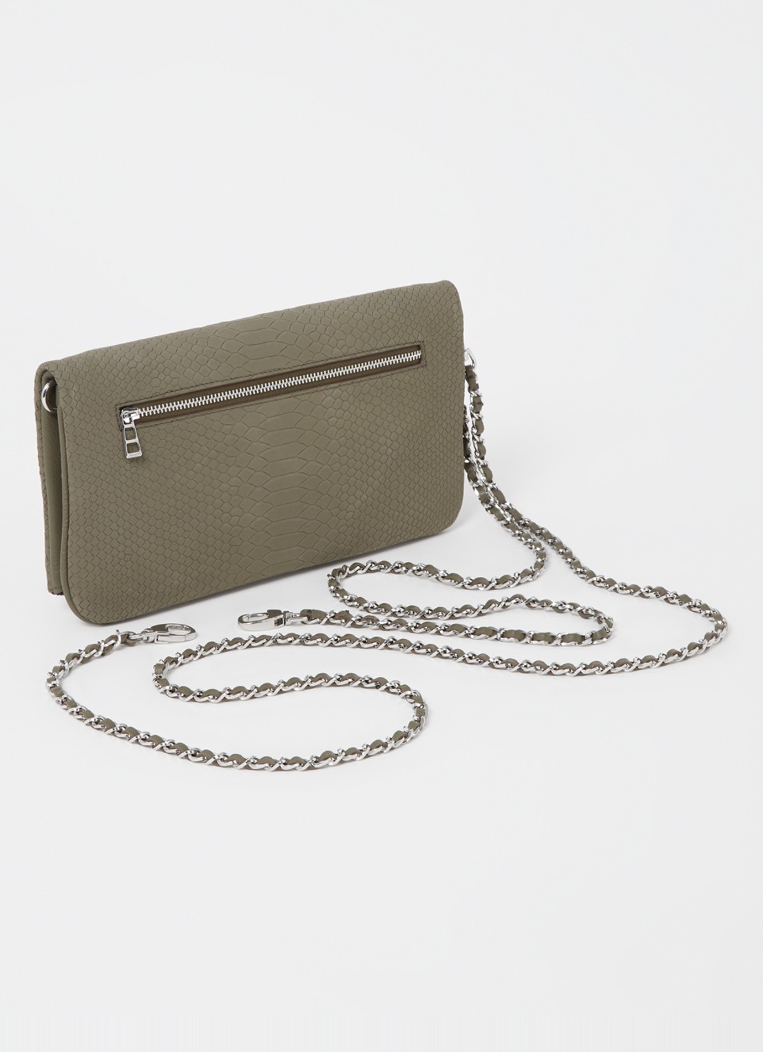 Zadig&Voltaire Soft Savage Rock clutch van kalfsleer - achterkant bronsgroen