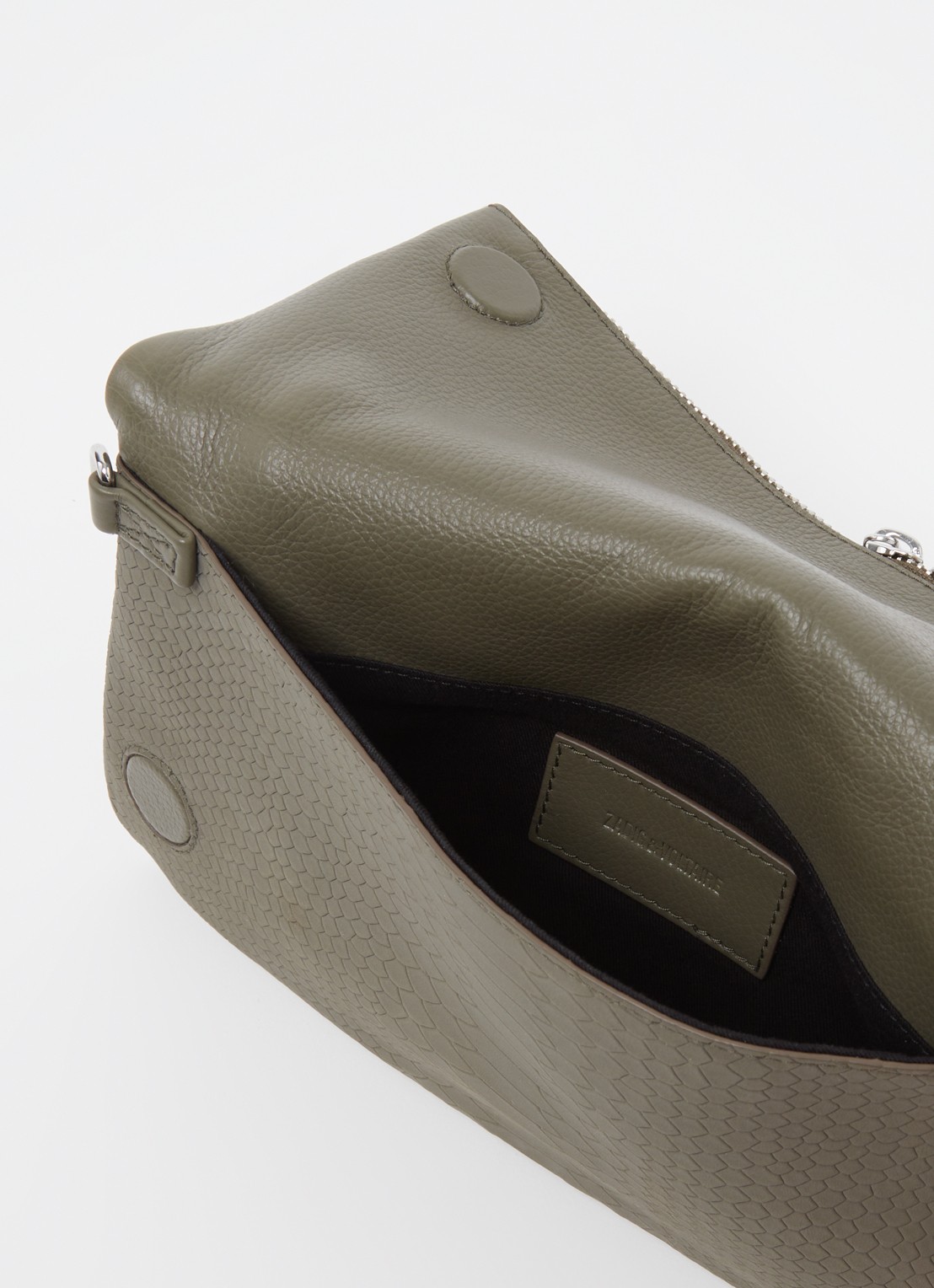Zadig&Voltaire Soft Savage Rock clutch van kalfsleer - detail 2 bronsgroen