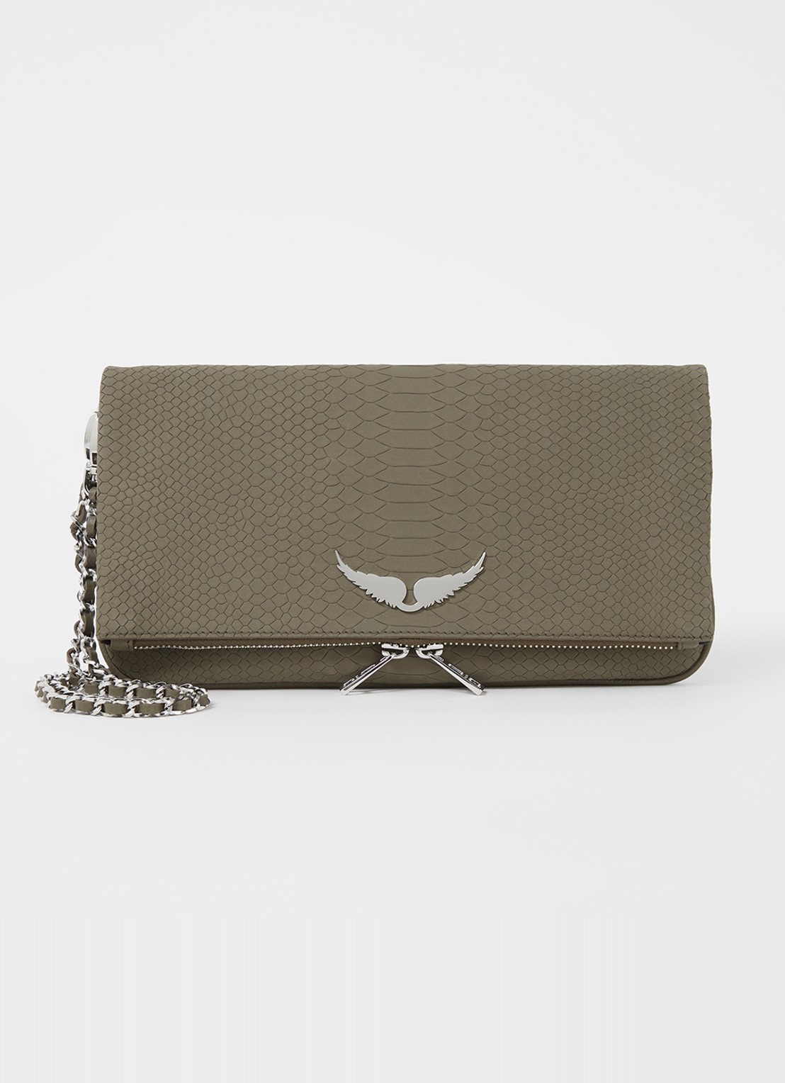Zadig&Voltaire Soft Savage Rock clutch van kalfsleer - voorkant 4 bronsgroen