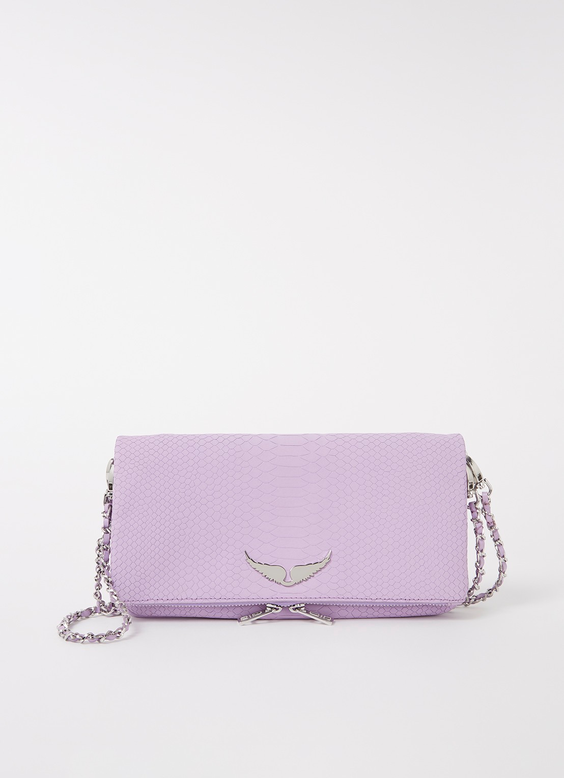 Zadig&Voltaire Soft Savage Rock clutch van kalfsleer - voorkant lila