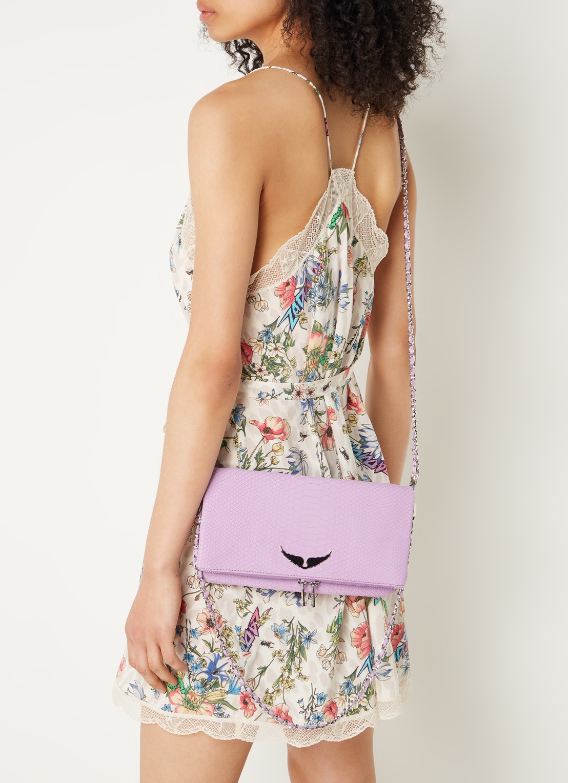 Zadig&Voltaire Soft Savage Rock clutch van kalfsleer - voorkant 3 lila