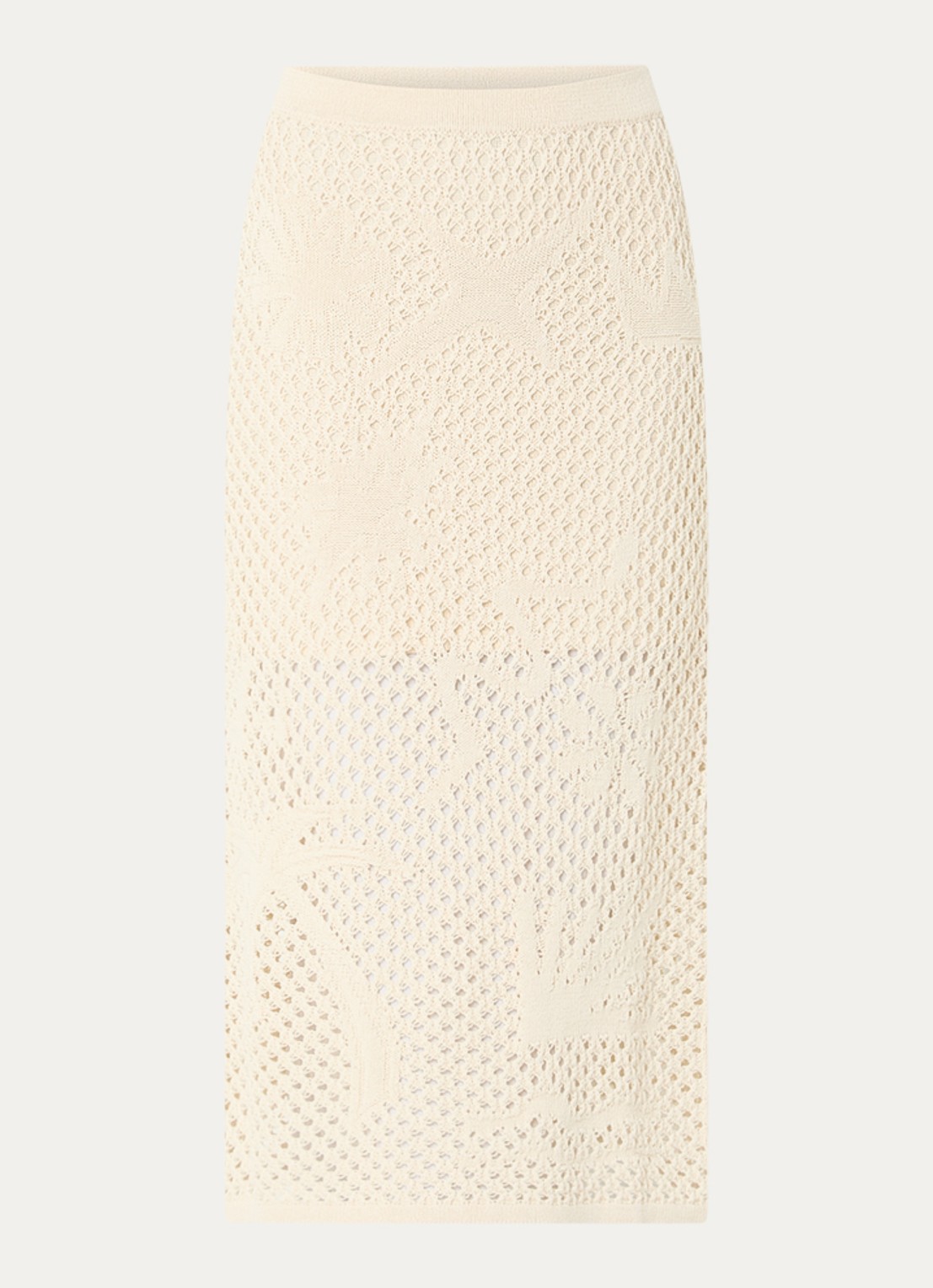 Zadig&Voltaire Soly midi kokerrok met opengewerkt dessin - voorkant 2 beige