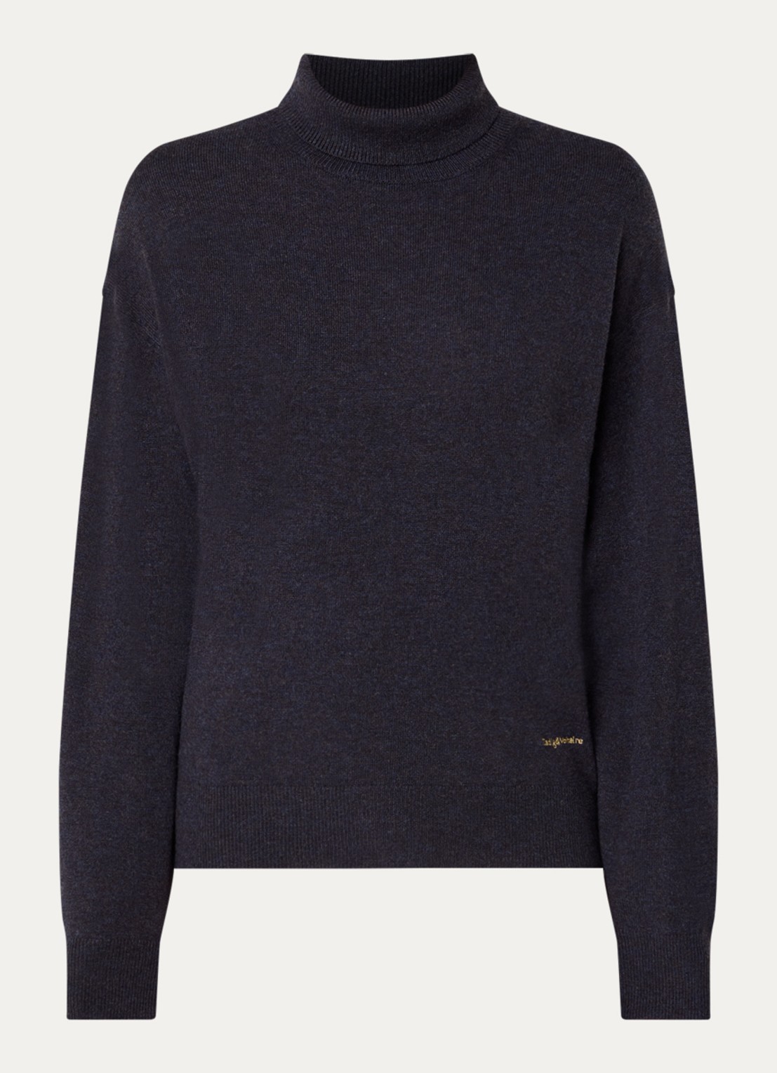 Zadig&Voltaire Souly fijngebreide coltrui in kasjmierblend - voorkant 3 donkerblauw