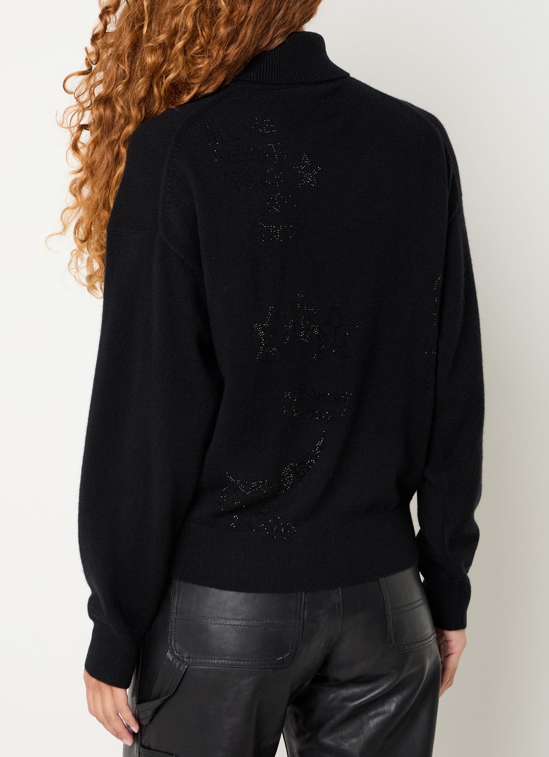 Zadig&Voltaire Souly fijngebreide coltrui van kasjmier met strass - achterkant 2 zwart