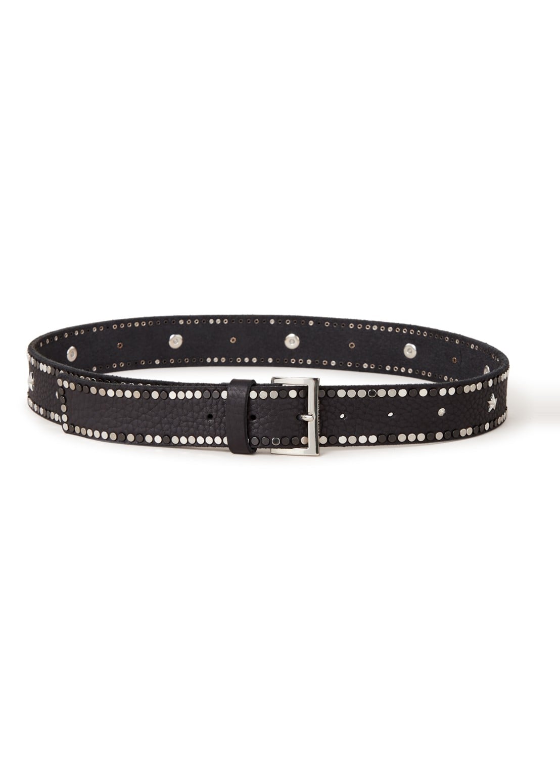Zadig&Voltaire Starlight riem van leer met studs - voorkant zwart