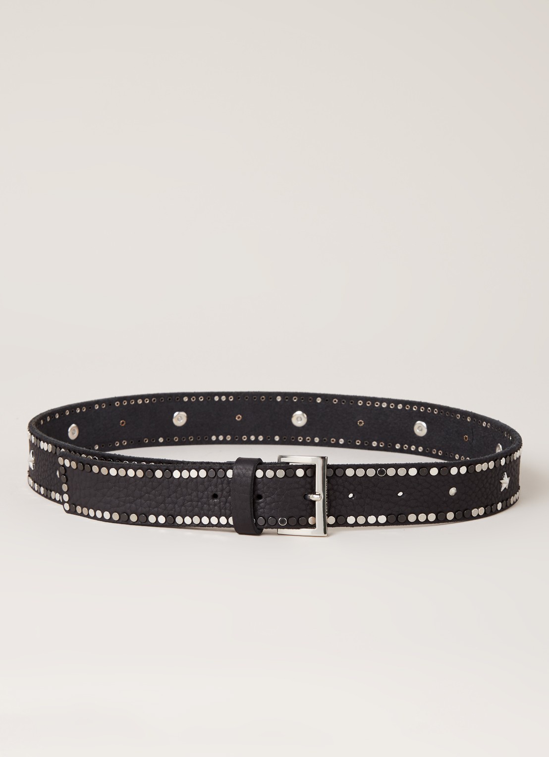Zadig&Voltaire Starlight riem van leer met studs - voorkant 2 zwart