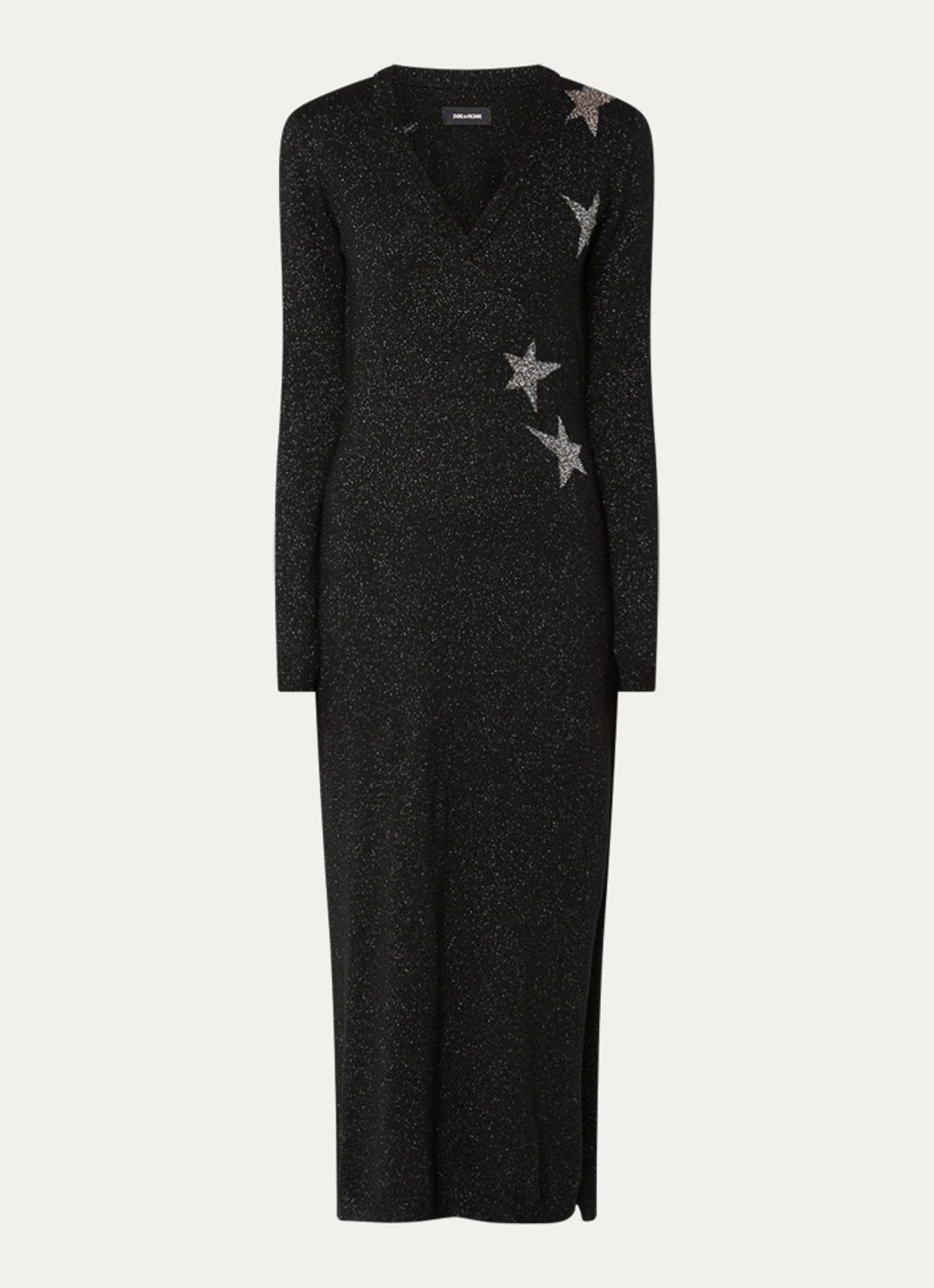 Zadig&Voltaire Stelly fijngebreide jurk met lurex en ingebreid patroon - voorkant 3 zwart