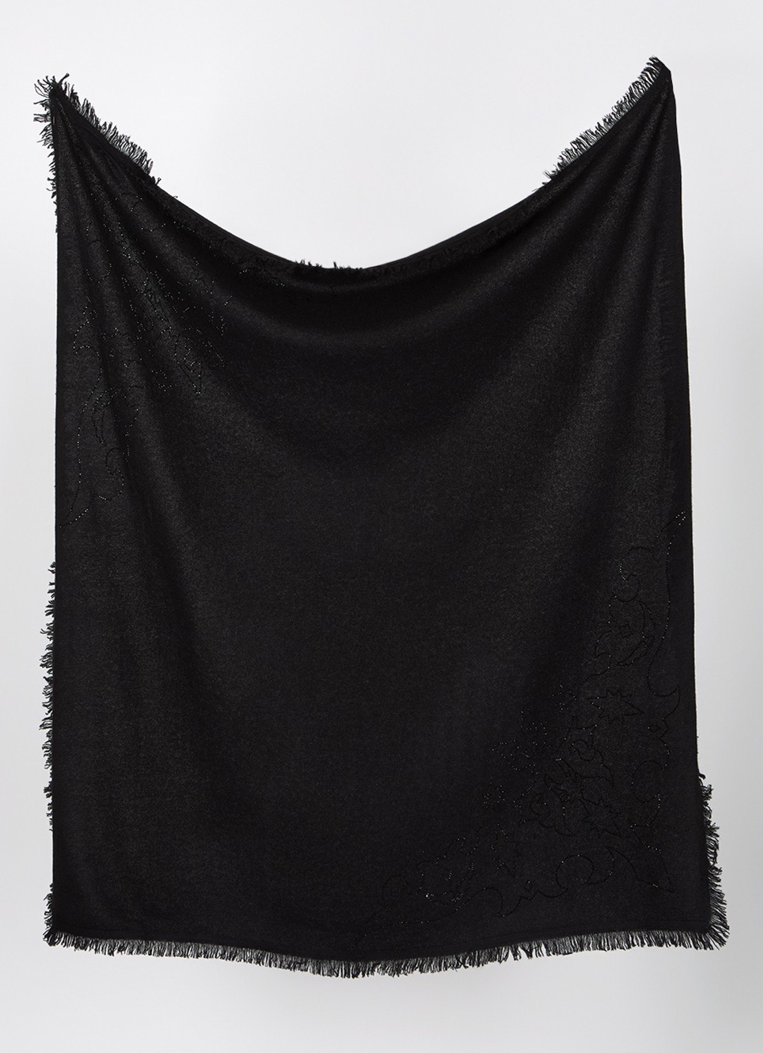 Zadig&Voltaire Stevie sjaal van kasjmier met strass 90 x 90 cm - detail zwart