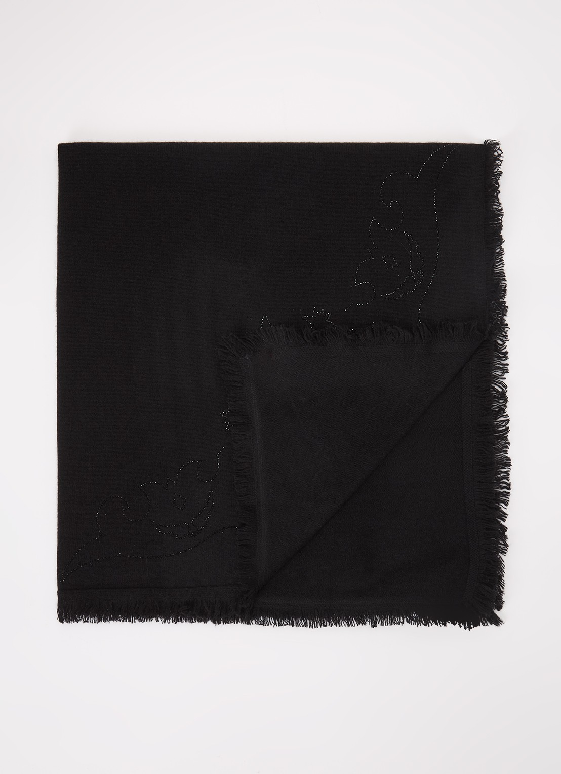 Zadig&Voltaire Stevie sjaal van kasjmier met strass 90 x 90 cm - voorkant 3 zwart