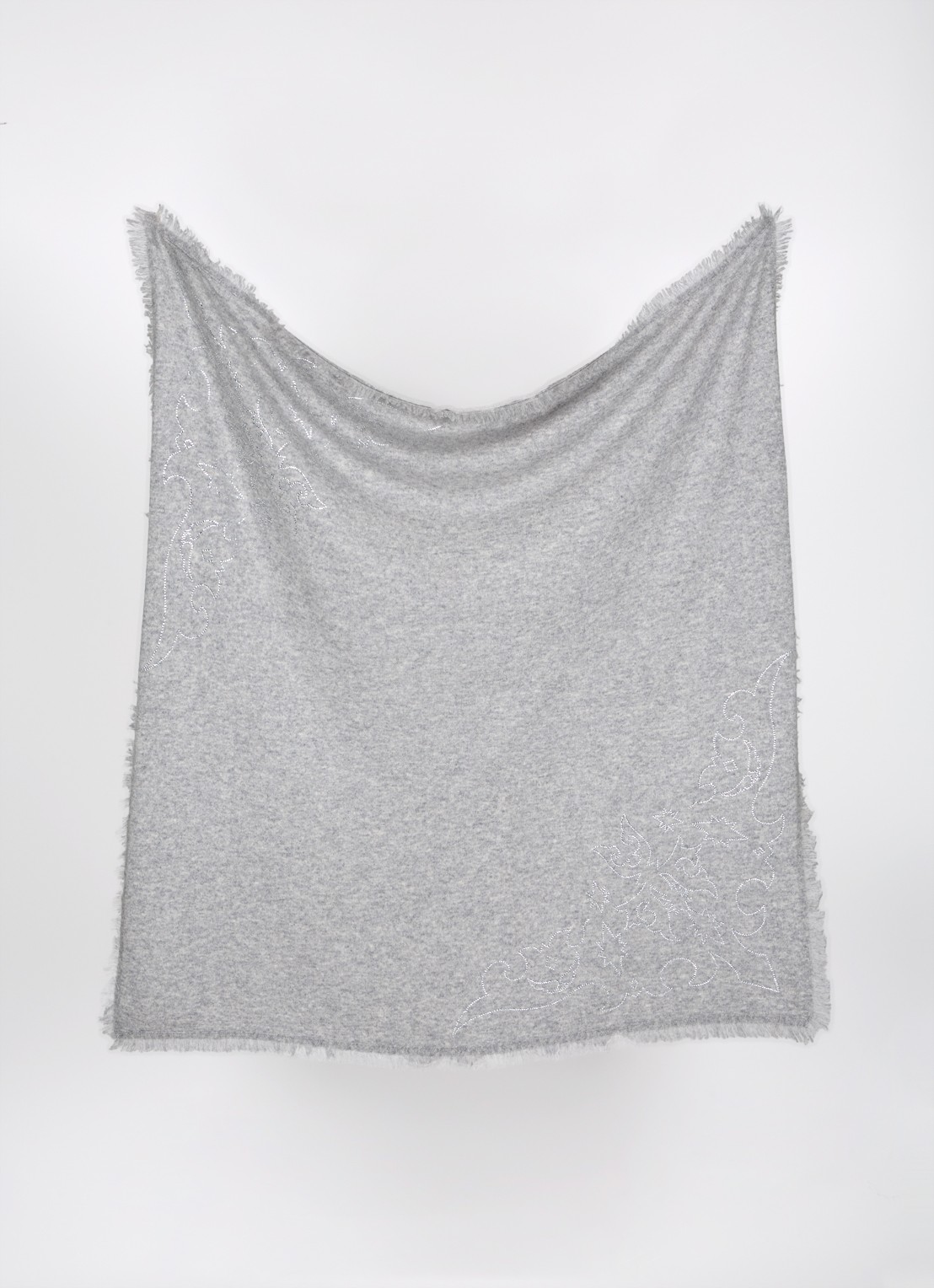 Zadig&Voltaire Stevie sjaal van kasjmier met strass 90 x 90 cm - detail grijsmele
