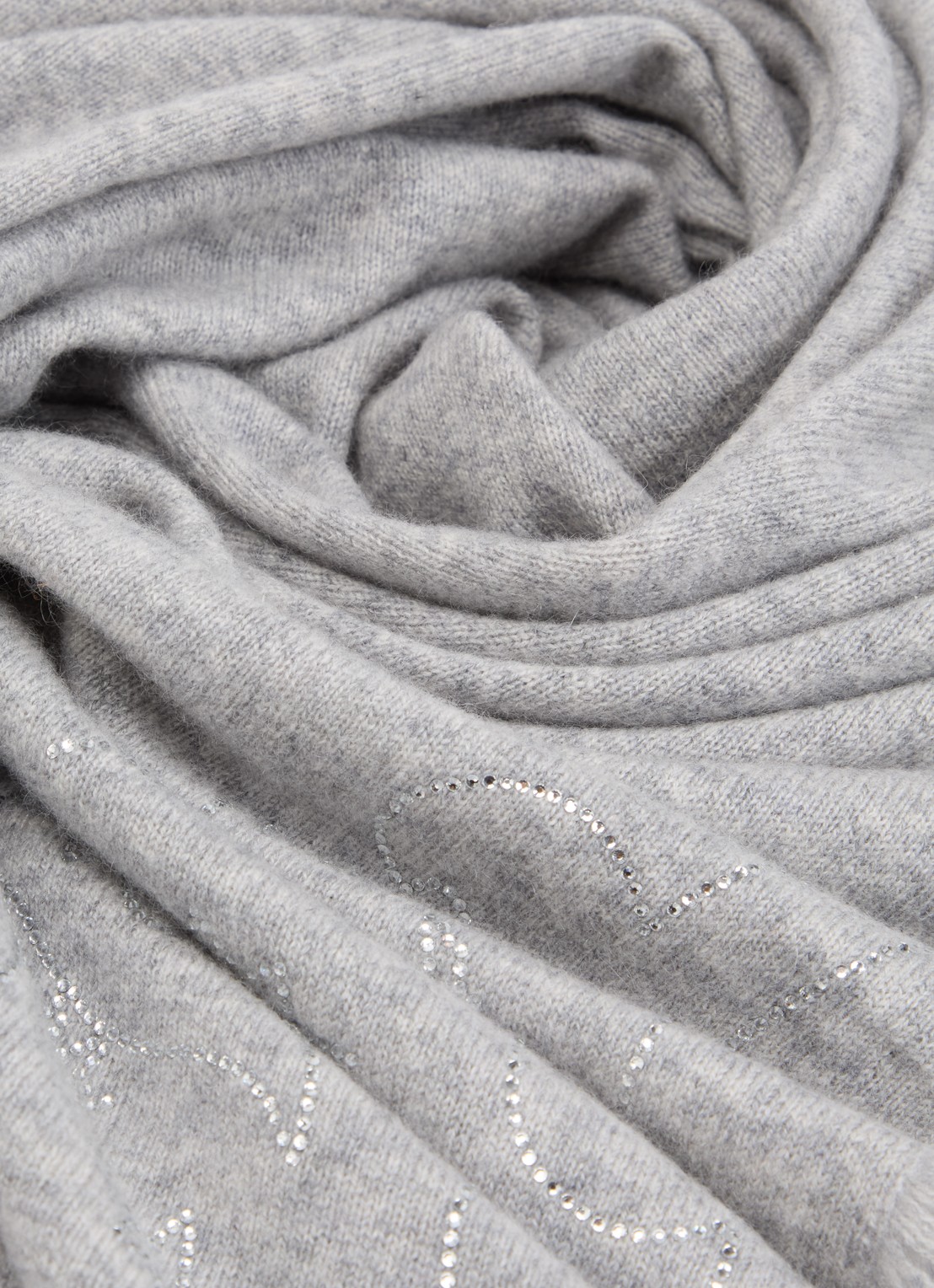Zadig&Voltaire Stevie sjaal van kasjmier met strass 90 x 90 cm - detail 2 grijsmele
