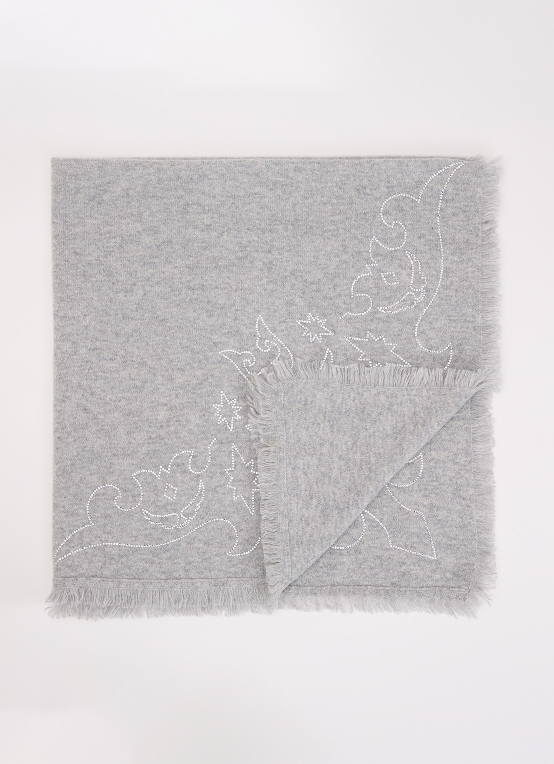 Zadig&Voltaire Stevie sjaal van kasjmier met strass 90 x 90 cm - voorkant 3 grijsmele